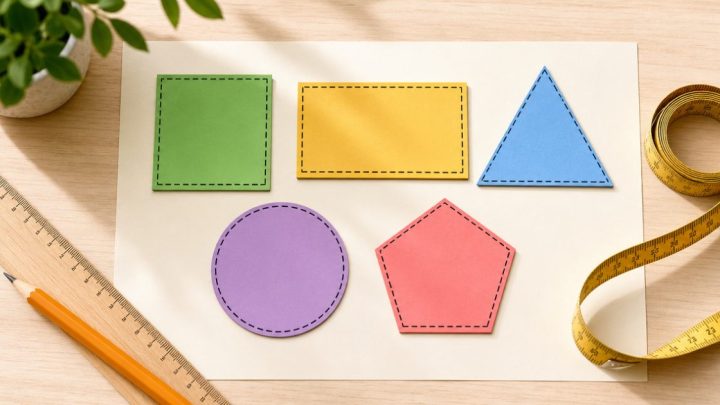 Minh họa cách tính chu vi các hình cơ bản