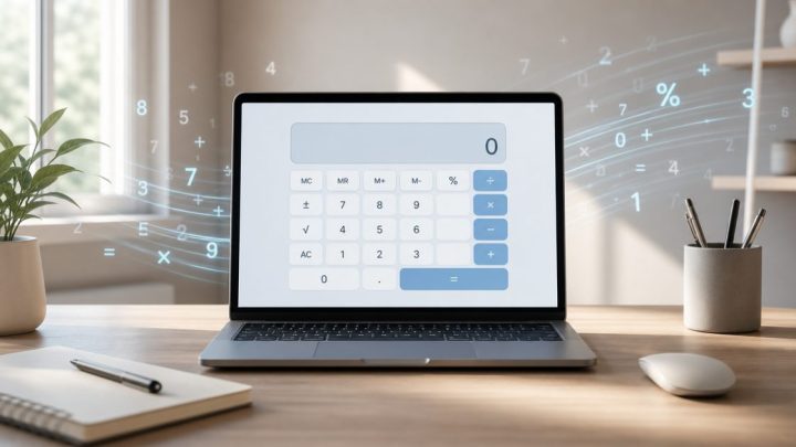 Hình minh họa máy tính online giao diện đơn giản trên laptop