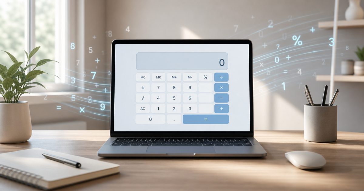 Hình minh họa máy tính online giao diện đơn giản trên laptop