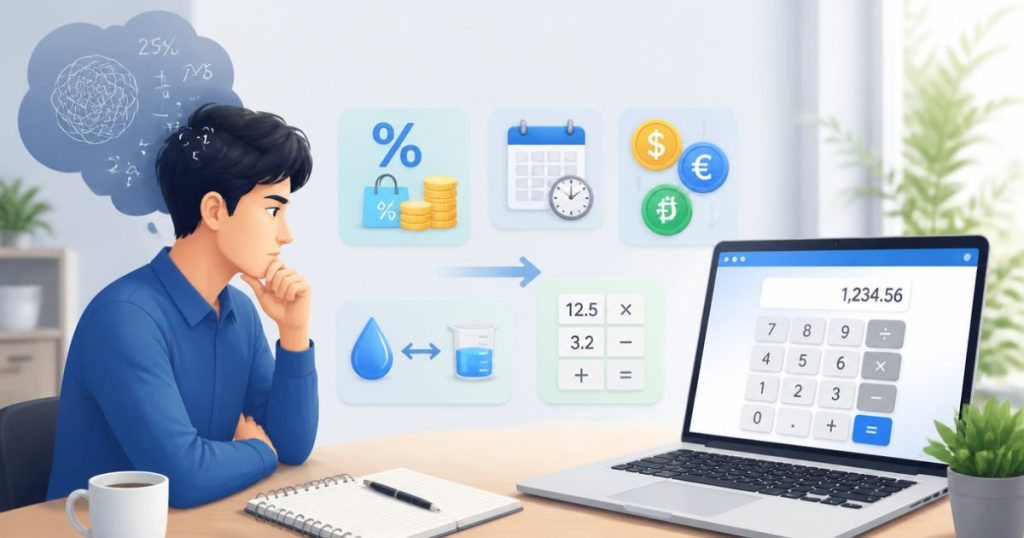 Minh họa năm nhóm phép tính nên kiểm tra bằng máy tính online