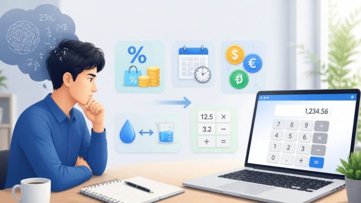 Minh họa năm nhóm phép tính nên kiểm tra bằng máy tính online