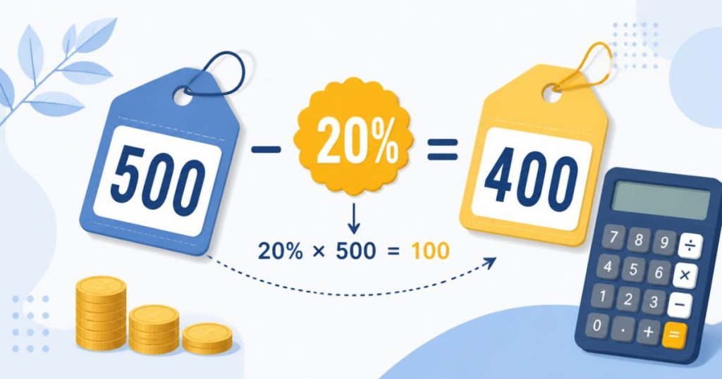 Minh họa cách tính 500 giảm 20% còn 400