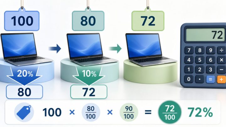 Minh họa cách giảm giá 20% rồi giảm thêm 10%
